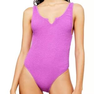 Topshop crinkle one piece swimsuit lilac 10 NWT